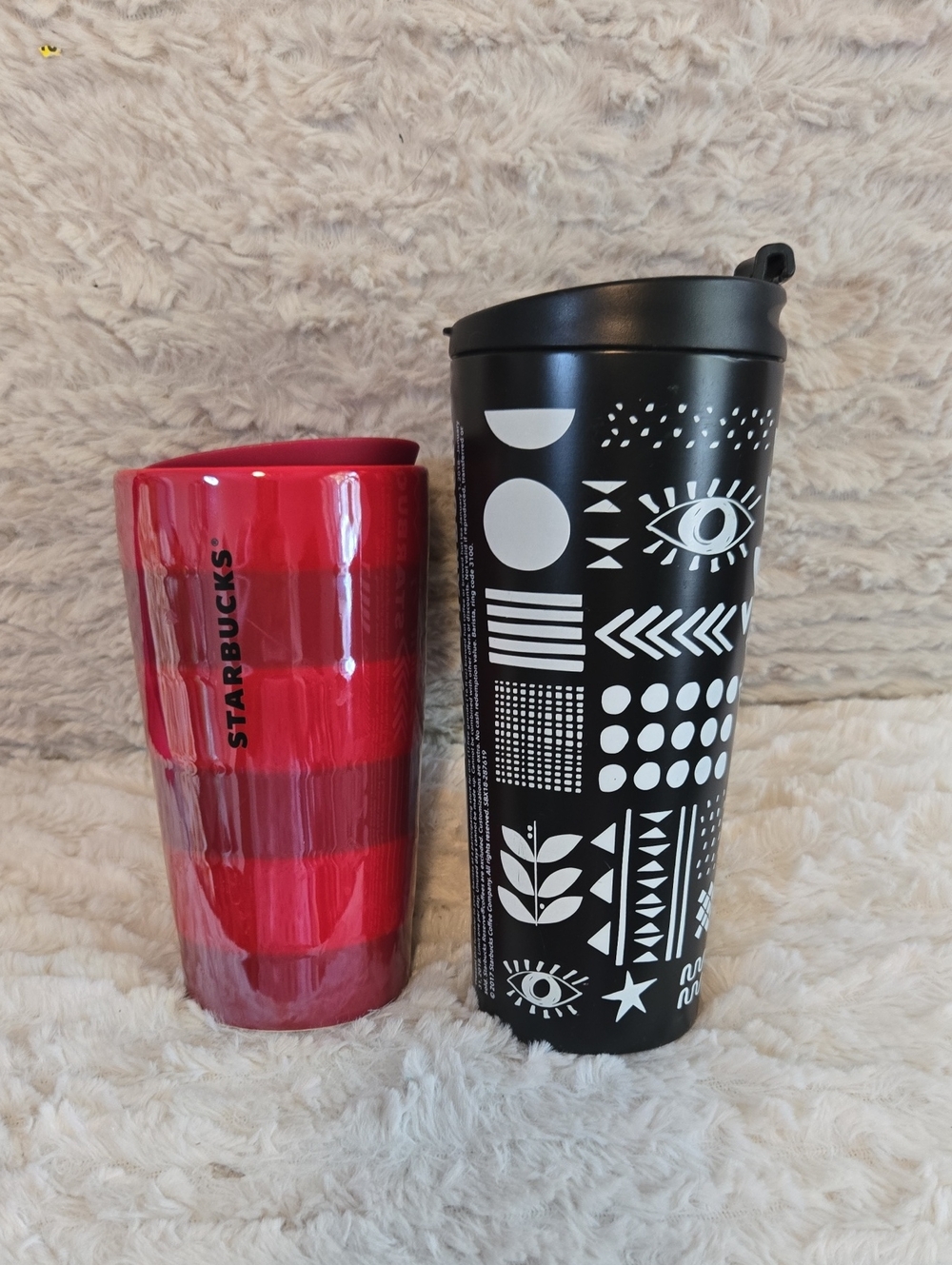 Starbucks Red and Black Graphic Travel Cup Duo